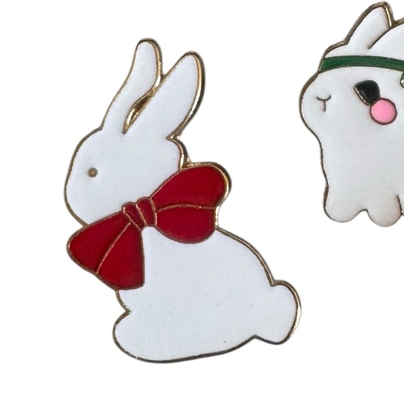 White Rabbit Enamel Pin Set - Picture 2 of 6